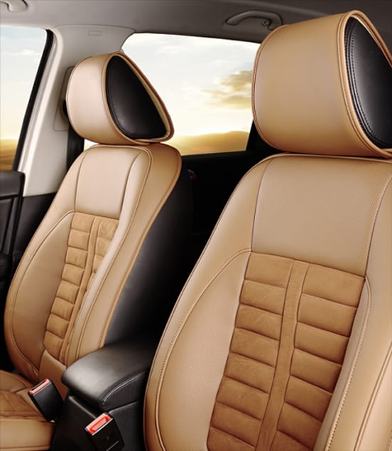 Luxury leather interior of a JPMorgan executive vehicle